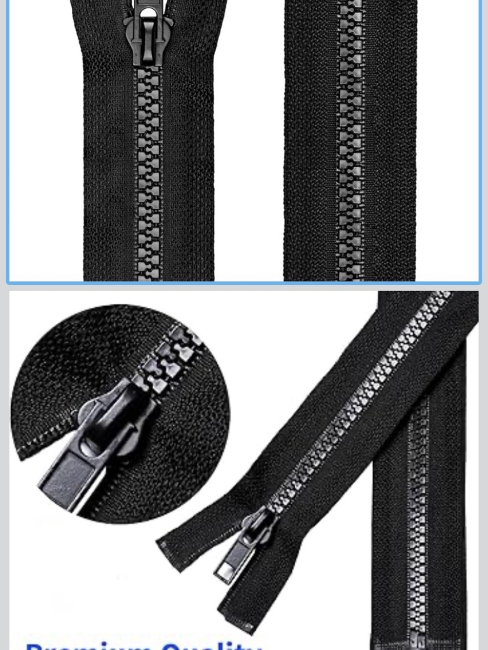 2 Pack 21” #5 Separating Zippers Black Jacket Coat Replacement Heavy Duty